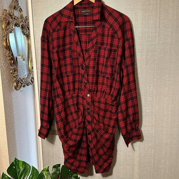 Urban Outfitters Red Plaid Dress Size L - Picture 1 of 10